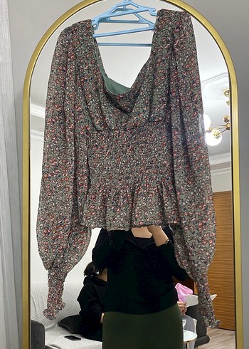 V Yaka, Uzun Kollu, Bohem Desenli Kadın Bluz - Görsel 3