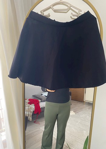 Drapeli Siyah Midi Eteği - Görsel 2