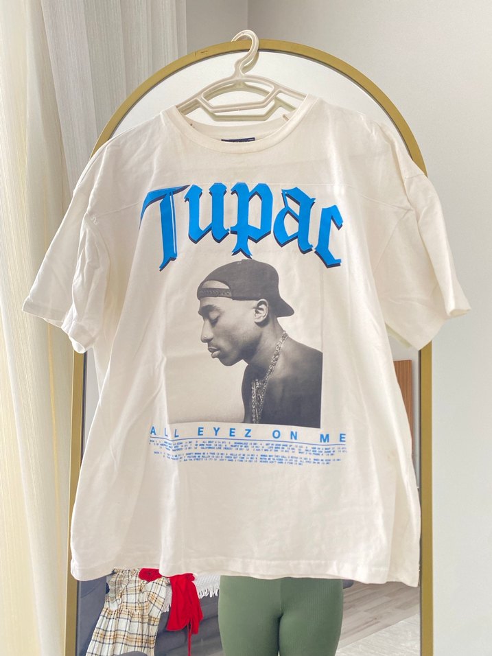 Kadın  Loose Fit Tupac Baskılı Tişört - Görsel 2