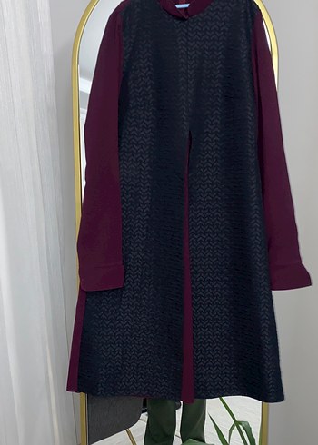 Bordo Uzun Kol Drapeli Kadın tunik gömlek - Görsel 2