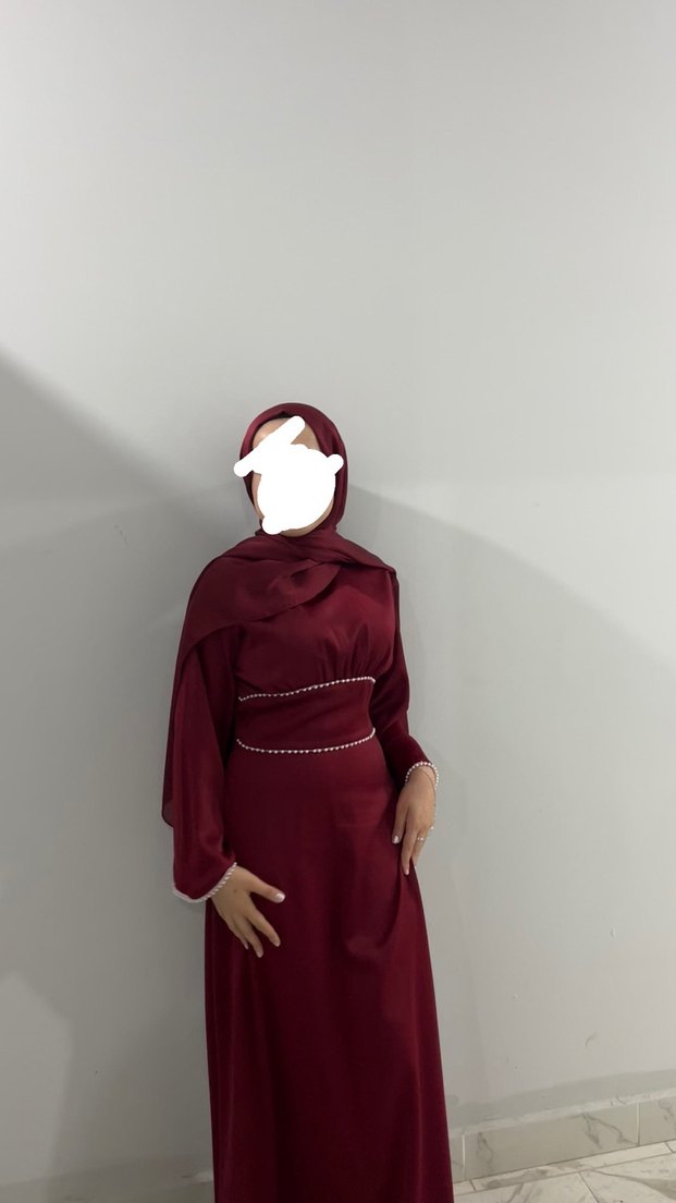 Bordo abiye tesettüre uygundur şalıyla birlikte M. bedendir - Görsel 3