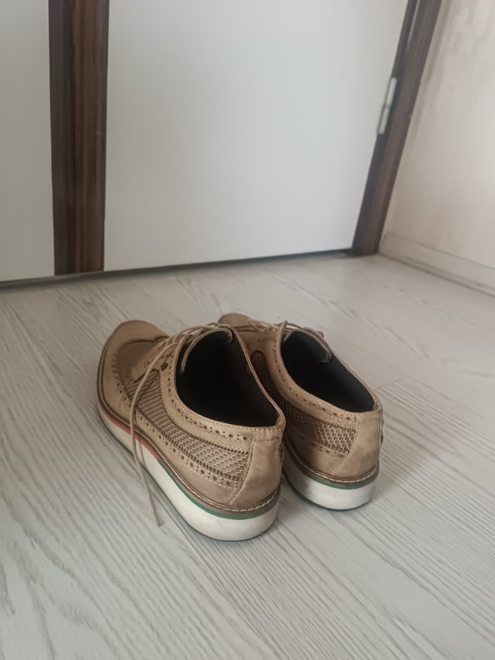 Bej Bağcıklı Erkek Klasik Ayakkabı - Görsel 4