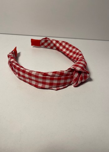 Kırmızı Ekose Desenli Fiyonk Saç Bandı - Görsel 2