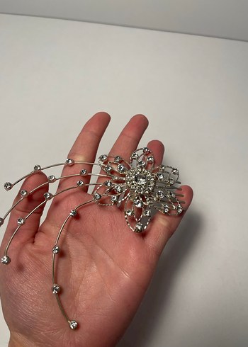 Pul İşlemeli Metal Çiçek Saç Tokası - Görsel 3