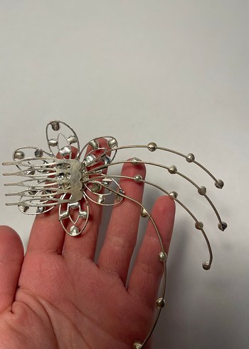 Pul İşlemeli Metal Çiçek Saç Tokası - Görsel 2