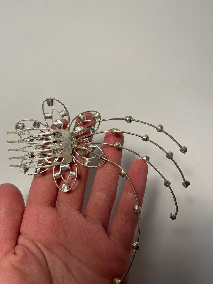 Pul İşlemeli Metal Çiçek Saç Tokası - Görsel 2