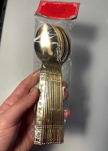 Parlak Altın Renkli Tatlı Kaşıkları Seti - Görsel 2