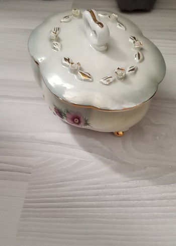 Nakışlı Beyaz Porselen Şekerlik - Görsel 3