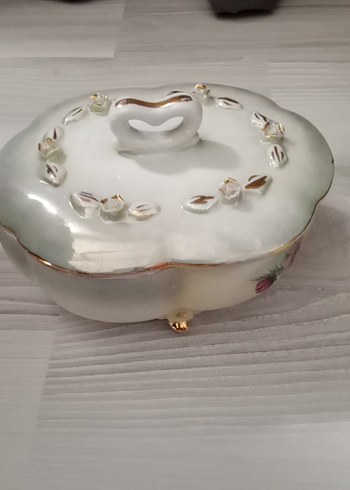 Nakışlı Beyaz Porselen Şekerlik - Görsel 2