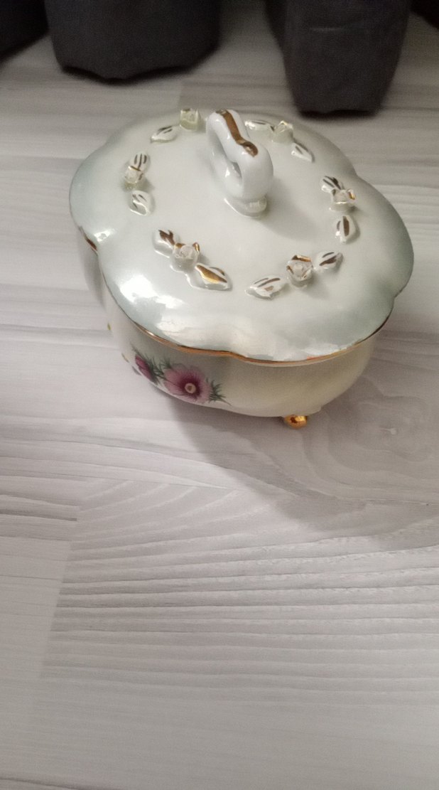 Nakışlı Beyaz Porselen Şekerlik - Görsel 3