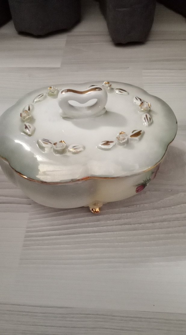 Nakışlı Beyaz Porselen Şekerlik - Görsel 2