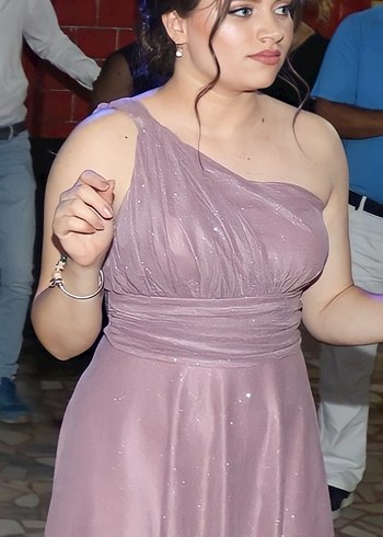 Askılı, omuz dekolteli abiye elbise - Görsel 2