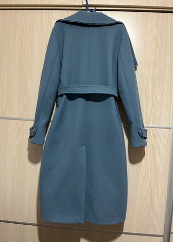 Kemerli Mavi Kadın Kaban - Görsel 2