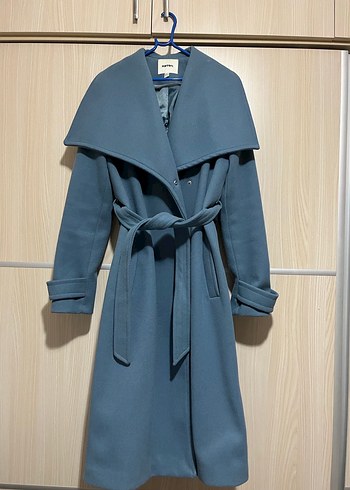 Kemerli Mavi Kadın Kaban - Görsel 7