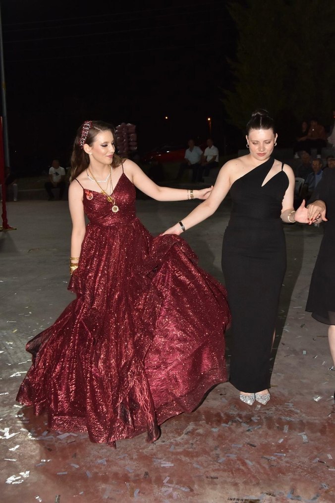 Siyah Drapeli V Yaka Midi Abiye Elbise - Görsel 3