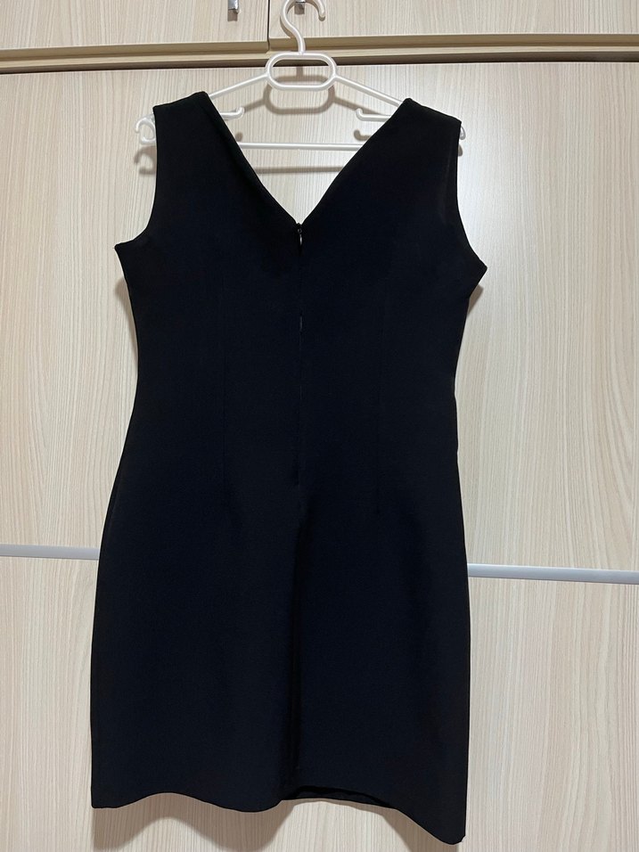 Siyah V Yaka Midi Kadın Elbise - Görsel 2