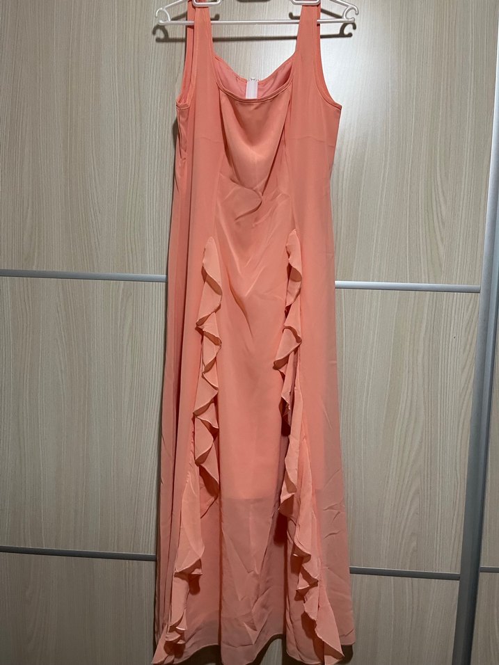 Pembe Uzun Kollu Fırfırlı Kadın Elbise - Görsel 2