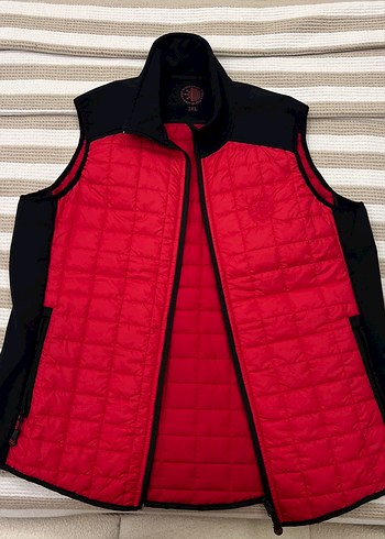 Erkek Kırmızı Yelek Fermuarlı Yüksek Yakalı - Görsel 2