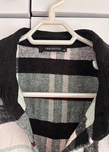 Gri Ekose Düğmeli Kadın Gömlek - Görsel 2