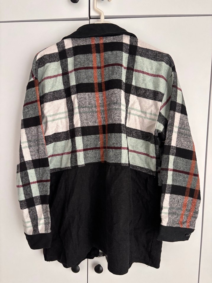 Gri Ekose Düğmeli Kadın Gömlek - Görsel 3