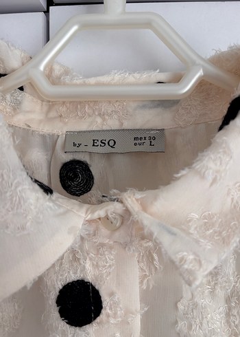 Bej Puantiyeli Uzun Kollu Keten Gömlek - Görsel 4