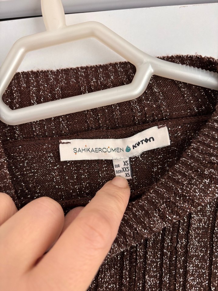 Kahverengi Boğazlı Triko Kadın Kazak - Görsel 2