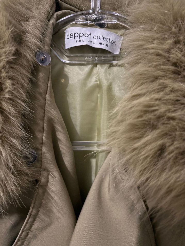 Bej Kürklü Midi Kadın Ceket - Görsel 2