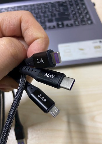 3in1 şarj (data) kablosu bütün cihazlara uyumlu - Görsel 3