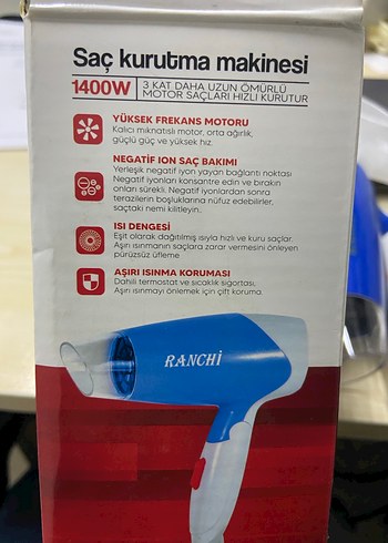 1400 W Ranchi Mavi Saç Kurutma Makinesi - Görsel 4