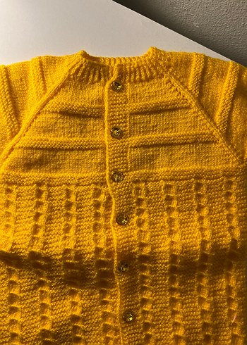 Kız Çocuk Sarı Örgü Kolsuz Hırka - Görsel 2