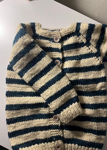 Çocuk Çizgili Örgü Hırka Şapka Takım - Görsel 2