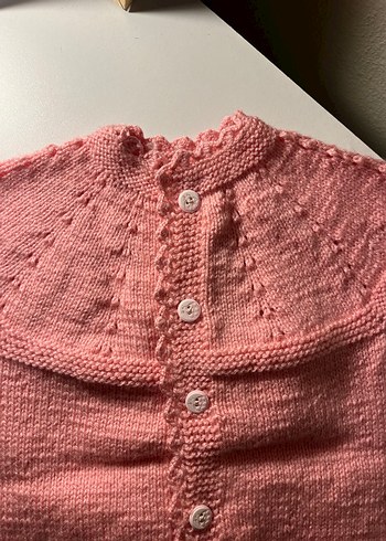 Pembe Vintage Kız Örgü Kolsuz Hırka - Görsel 2