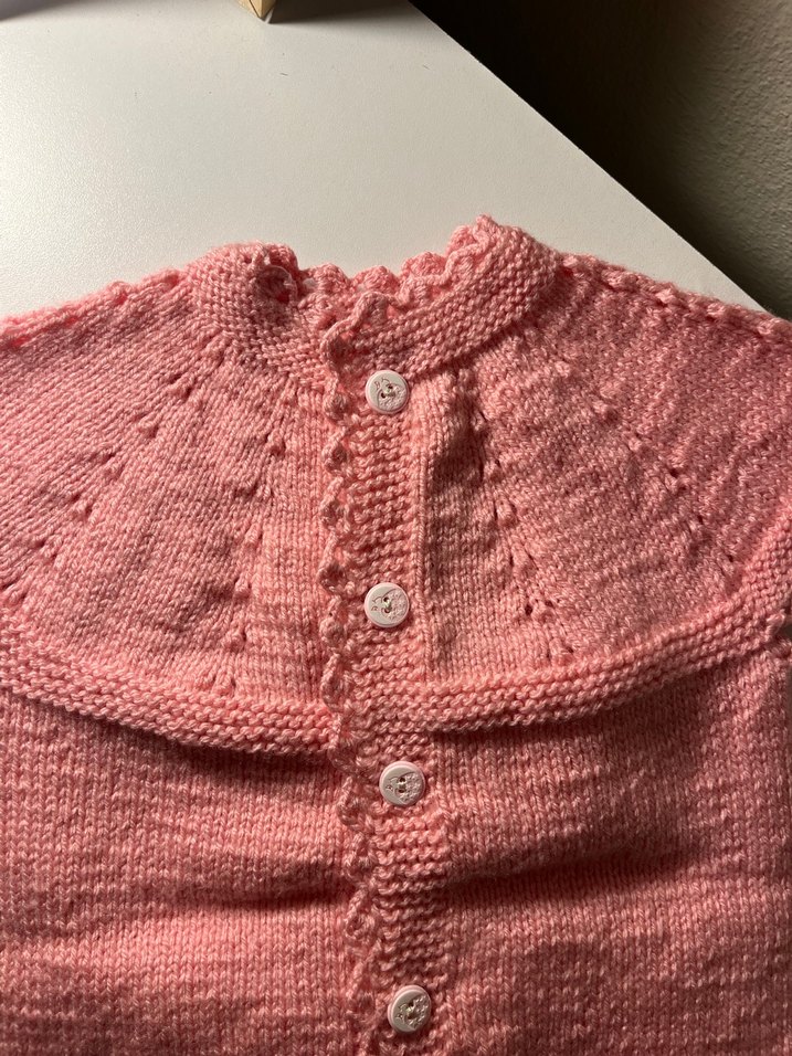 Pembe Vintage Kız Örgü Kolsuz Hırka - Görsel 2