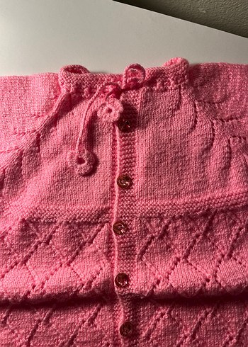 Kız Çocuk Pembe Örgü Bohem Yelek - Görsel 2