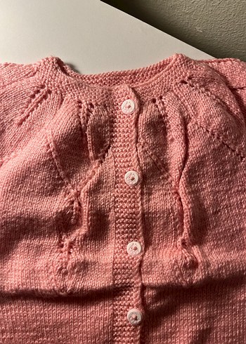 Kızlar için Vintage Pembe Kolsuz Triko Hırka - Görsel 2