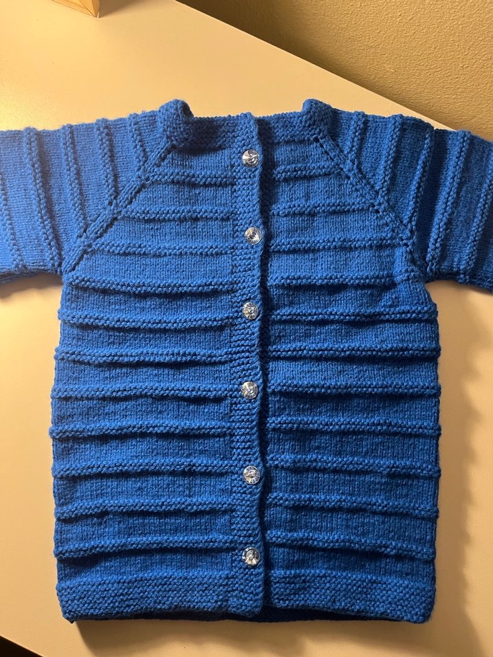 Erkek Çocuk Mavi Örgü Hırka - Görsel 3