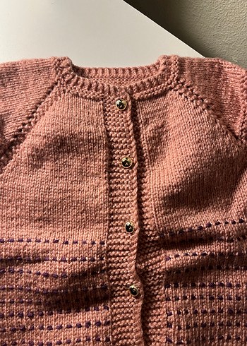 Pembe Örgü Kız Çocuk Kolsuz Hırka - Görsel 2