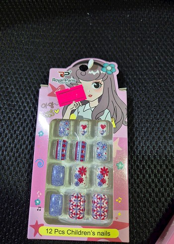 Çocuklar için 12 Parça Renkli Tırnak Süsü - Görsel 3