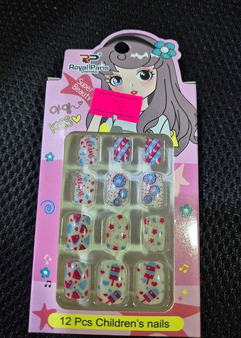 Çocuklar için 12 Parça Renkli Tırnak Süsü - Görsel 4