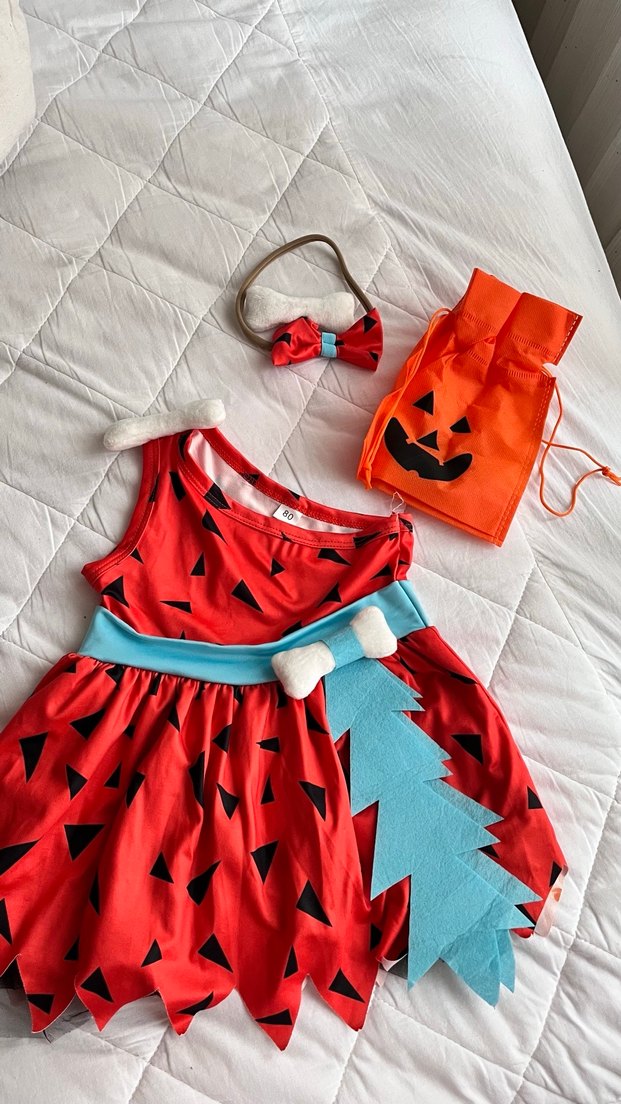 Kırmızı Pop Art Desenli çakmaktaş çakıl Elbisesi ve Papyon - Görsel 4