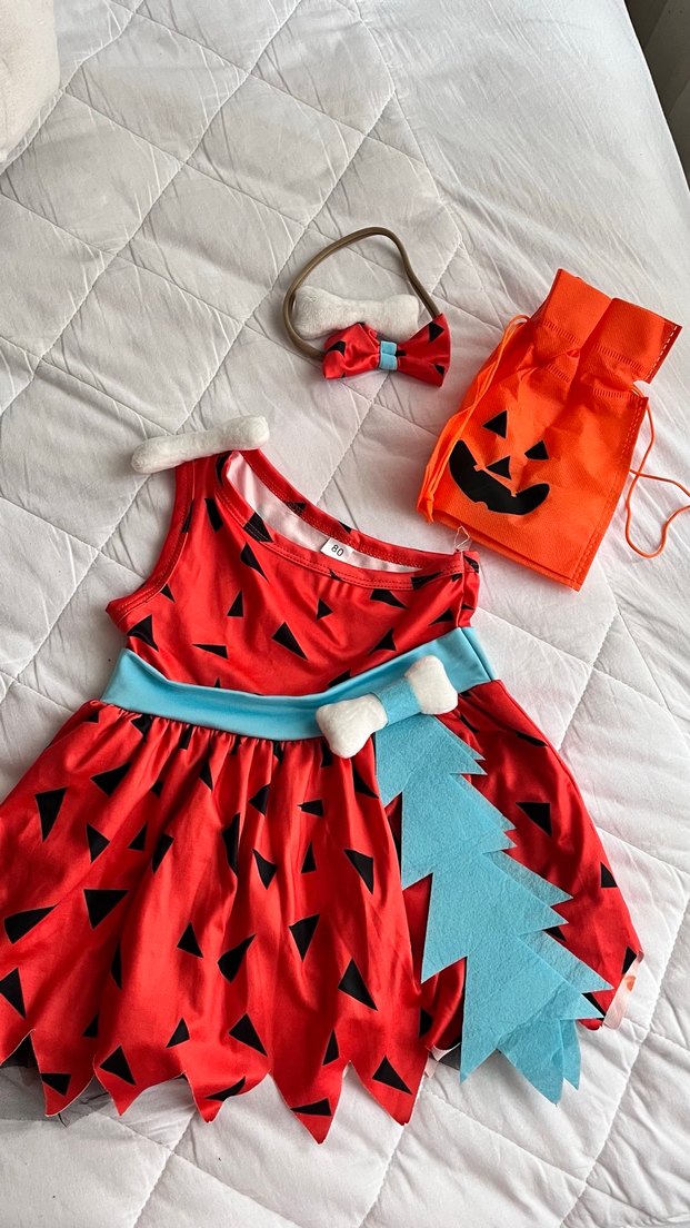 Kırmızı Pop Art Desenli çakmaktaş çakıl Elbisesi ve Papyon - Görsel 3