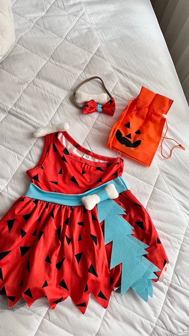 Kırmızı Pop Art Desenli çakmaktaş çakıl Elbisesi ve Papyon - Görsel 5