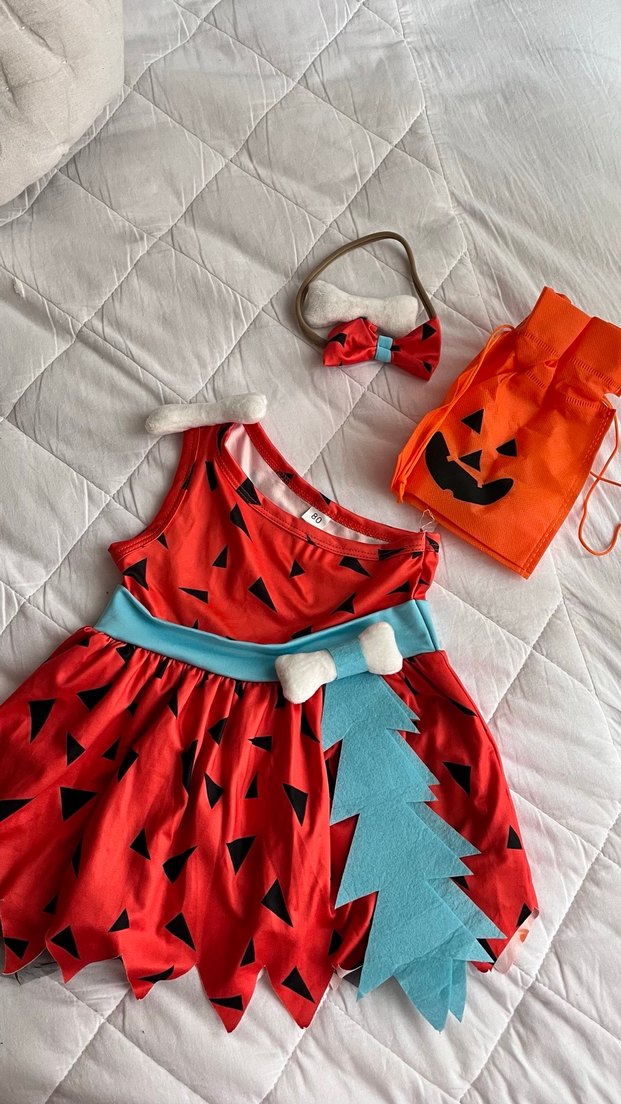 Kırmızı Pop Art Desenli çakmaktaş çakıl Elbisesi ve Papyon - Görsel 2