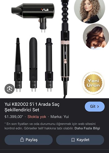 Yui KB2002 5i 1 Arada Saç Şekillendirici Set
