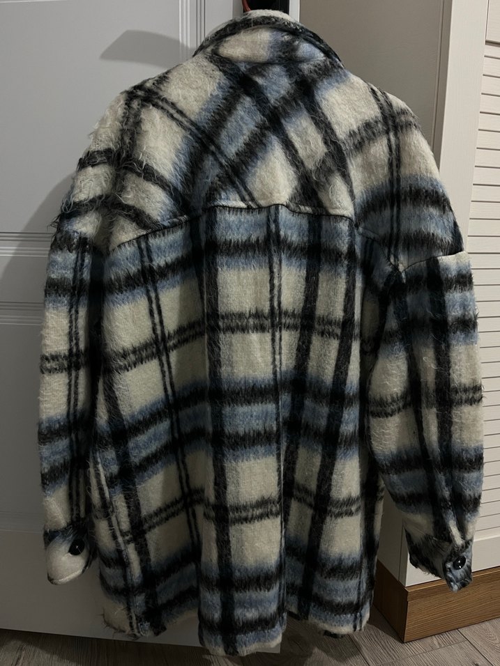 Gri Ekose Düğmeli Kadın Gömlek - Görsel 2