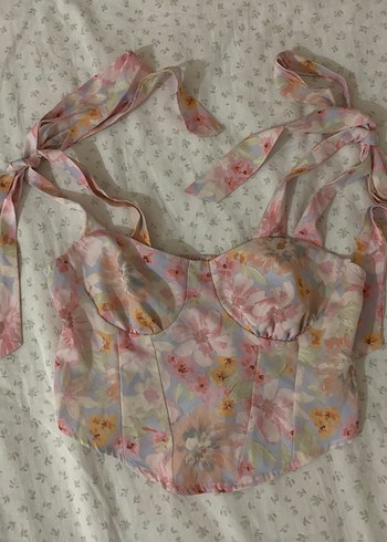 Çiçek Desenli Pembe Straplez Büstiyer - Görsel 3