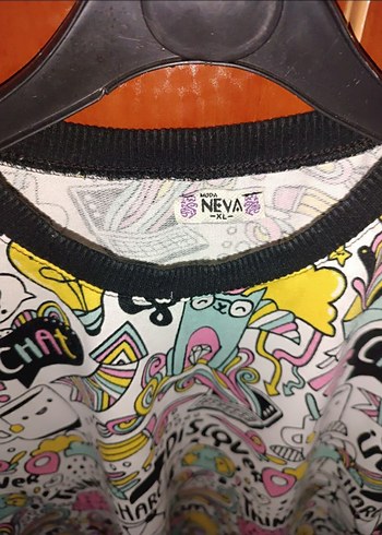 Renkli Baskılı Kadın Uzun Kollu Sweatshirt - Görsel 2