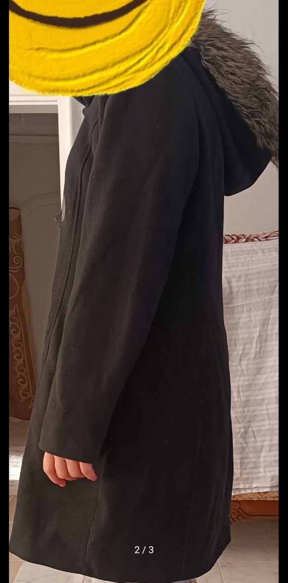 Düğmeli Siyah Midi Kaban - Görsel 2