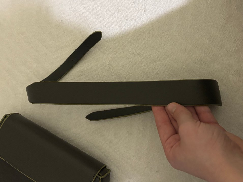 Haki yeşili deri kemerli  Kadın Clutch Çanta - Görsel 3