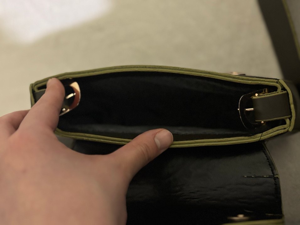 Haki yeşili deri kemerli  Kadın Clutch Çanta - Görsel 2